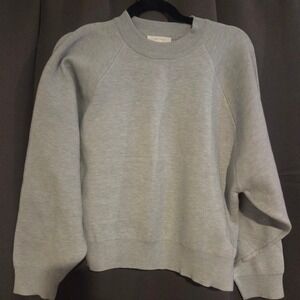 all row Light Gray Raglan Sleeve Crewneck, Women's Small Sweatshirt, Pullover